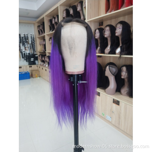 Straight Lace Frontal Wig 1B Purple 350 Red Green Brazilian Human Hair Lace Closure Front Wigs